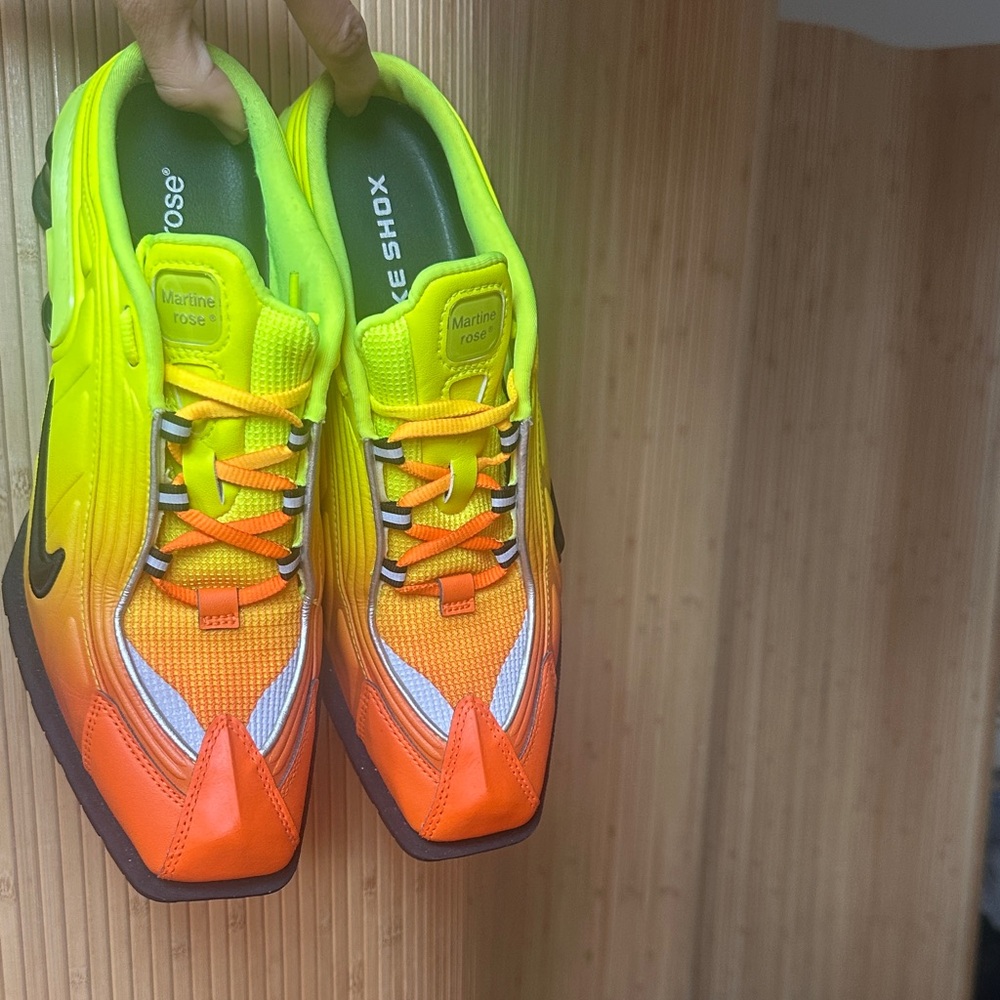 Martine Rose x Nike MR4 Neon Yellow & Safety Orange Shox Mule Sneaker 6.5 / 37.5